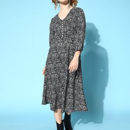 plusS Trendy Beige Abstract Pleated Form Dress-image-65