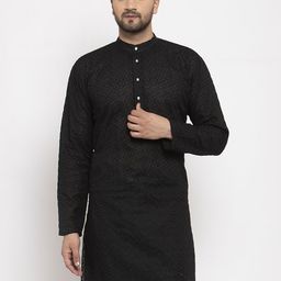 Jompers Men Black Embroidered Straight Kurta-57