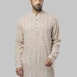 Ethnix by Raymond Men Red Woven Design Pathani Kurta-image-55