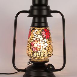 Devansh Black & Grey Textured Mosaic Glass Table Lantern-50
