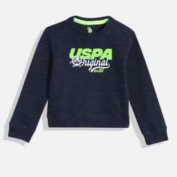 U.S. Polo Assn. Kids Boys Navy Blue Brand Logo Print Sweatshirt-image-100