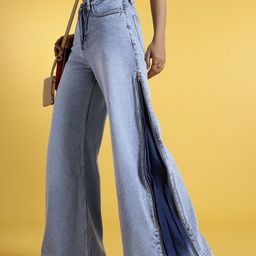 glitchez Women Vintage Fade Zipper Wide Leg Jeans-image-26