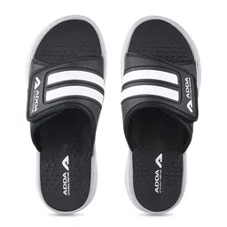 Adda Men Black & Grey Striped Sliders-42