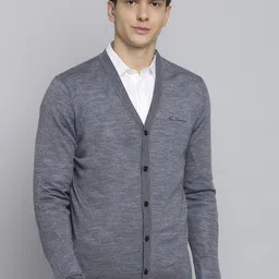 BEN SHERMAN Men Grey Melange Solid Pullover Sweater-image-16