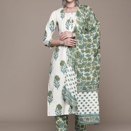 Readiprint Fashions Floral Printed Beads & Stones Pure Cotton Kurta Set-picture-56