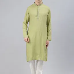 Manthan Men Solid Thread Work Kurta with Pyjamas-image-74
