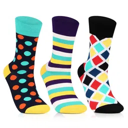 Bonjour Men Pack Of 3 Assorted Calf Length Socks-image-47
