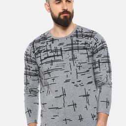 Campus Sutra Men Grey Striped Outdoor T-shirt-image-70