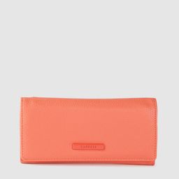 Caprese Women Coral Orange Solid Three Fold Wallet-image-25
