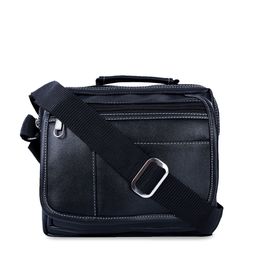 Leather World Unisex Black Solid Messenger Bag-image-10