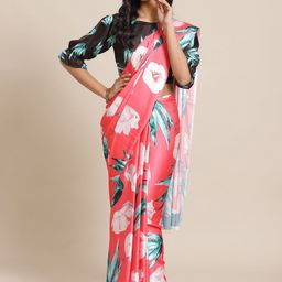 Saree mall Pink & White Floral Printed Saree-image-71