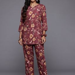 Varanga Floral Foil Printed Tunic With Trousers & Scrunchie-picture-25