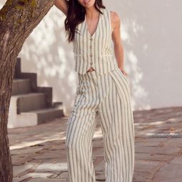 NEXT Women Striped Pleated Wide Leg Trousers-image-63