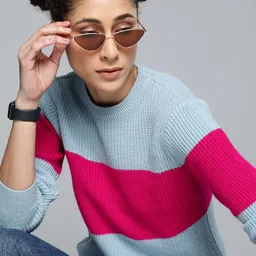Kook N Keech Women Blue & Pink Striped Pullover-image-44