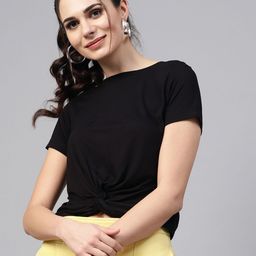 SASSAFRAS Women Black Solid Crop Top-image-54
