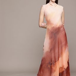MANGO Printed Cowl Neck A-Line Maxi Dress-46