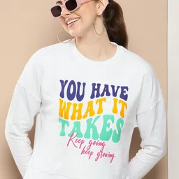 HERE&NOW Typography Printed Pure Cotton Sweatshirt-43
