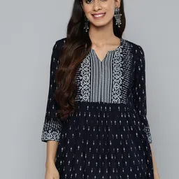 HERE&NOW Ethnic Motifs Print Pleated Kurti-38