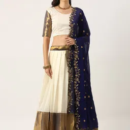 Fabcartz Woven Design Semi-Stitched Lehenga & Unstitched Blouse With Dupatta-picture-16