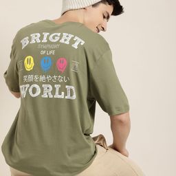 HERE&NOW Printed Drop-Shoulder Sleeves Pure Cotton T-shirt-image-65