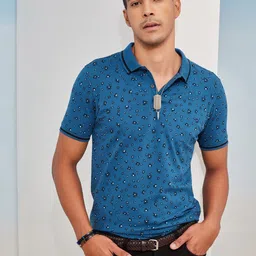 Red Flame Men Printed Polo Collar Pockets T-shirt-image-52