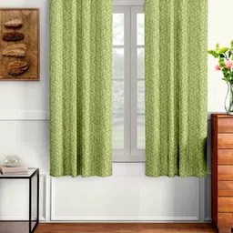 Cortina Green Set of 2 Floral Window Curtain-16