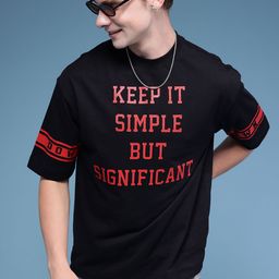 HERE&NOW Typography Printed Drop-Shoulder Sleeves Pure Cotton Relaxed Fit T-shirt-picture-33