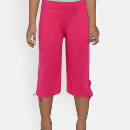 SINI MINI Girls Pink Solid Regular Fit Capris-image-89