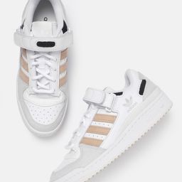 ADIDAS Originals Women White & Beige Perforated Colourblocked Leather Forum Low Sneakers-image-42