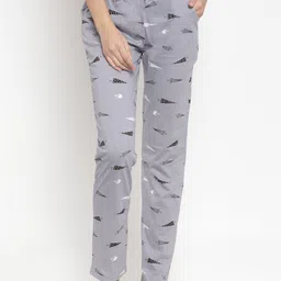 Claura Women Grey Printed Lounge Pants-image-14