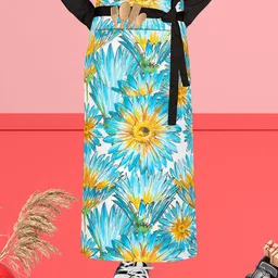 ArtzFolio Blue & White Printed Cotton Waist Aprons-image-30
