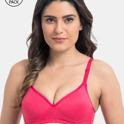 KOMLI Pink Solid Non-Wired Lightly Padded Everyday Bra-image-30
