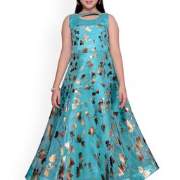 ADIVA Girls Green Printed Maxi Dress-image-27
