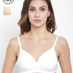 Floret Pack Of 2 Solid Non-Wired Lightly Padded T-shirt Bra T3029-image-76