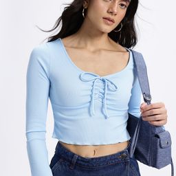 glitchez Empress Bow Ribbed Fitted Crop Top-image-46