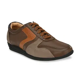 San Frissco Men Brown & Beige Colourblocked Sneakers-picture-8