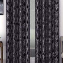 SWAYAM Grey Set of 2 Black Out Long Door Curtain-30