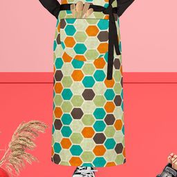ArtzFolio Black & Green Printed Cotton Waist Apron-11