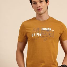 Being Human Brand Logo Printed Pure Cotton Slim Fit T-shirt-image-99