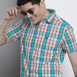 The Indian Garage Co Men Slim Fit Opaque Checked Casual Shirt-picture-20