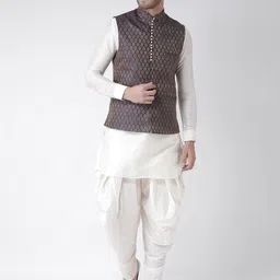 DEYANN Men Off-White Self Design Kurta with Patiala-image-41