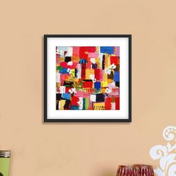 999Store Red & Yellow Abstract Pattern Cotton Canvas Digitally Printed Wall Art-5