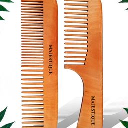 MAJESTIQUE Set Of 2 Wooden Hair Comb-38