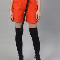STREET 9 Women Orange Solid Regular Fit Shorts-image-38