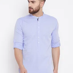 even Men Blue Striped Straight Kurta-image-62