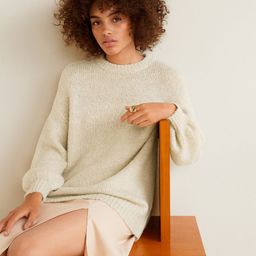 MANGO Women Off-White Solid Longline Pullover-picture-8
