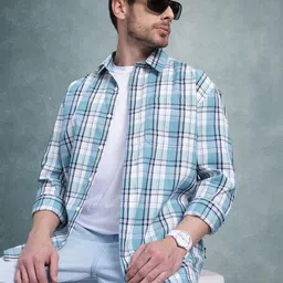 The Roadster Lifestyle Co. Relaxed Checked Textured Casual Shirt-image-98