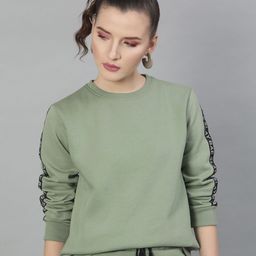 STREET 9 Women Green Solid Sweatshirt-image-9