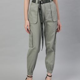 STREET 9 Women Green Cargos-image-51