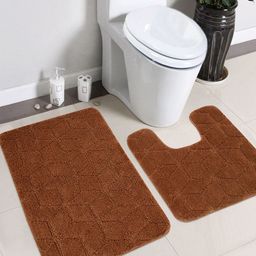 Saral Home Brown Anti-Skid Bath Rug & Contour-image-99